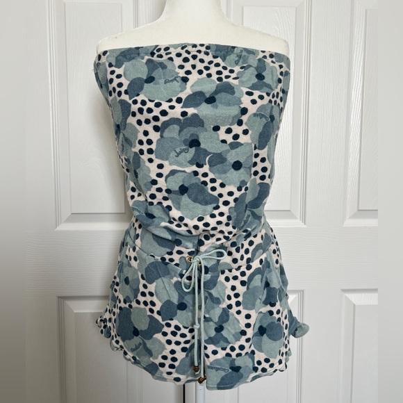 Rare Vintage Y2K Juicy Couture blue and white floral‎ polka dot romper - Picture 1 of 10